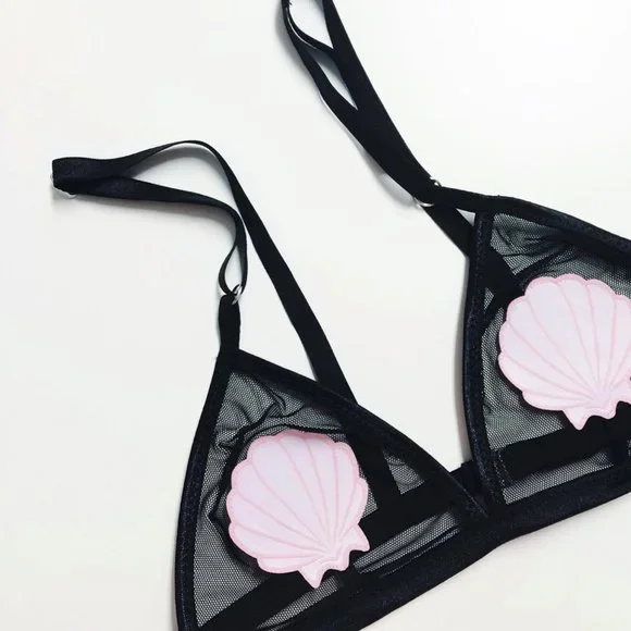 Seashell Black Mesh Bralette - Picture 3 of 6